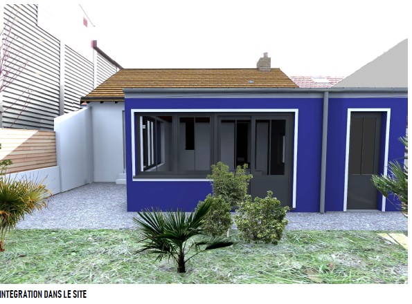 Vue 3D agrandissement maison à Rezé