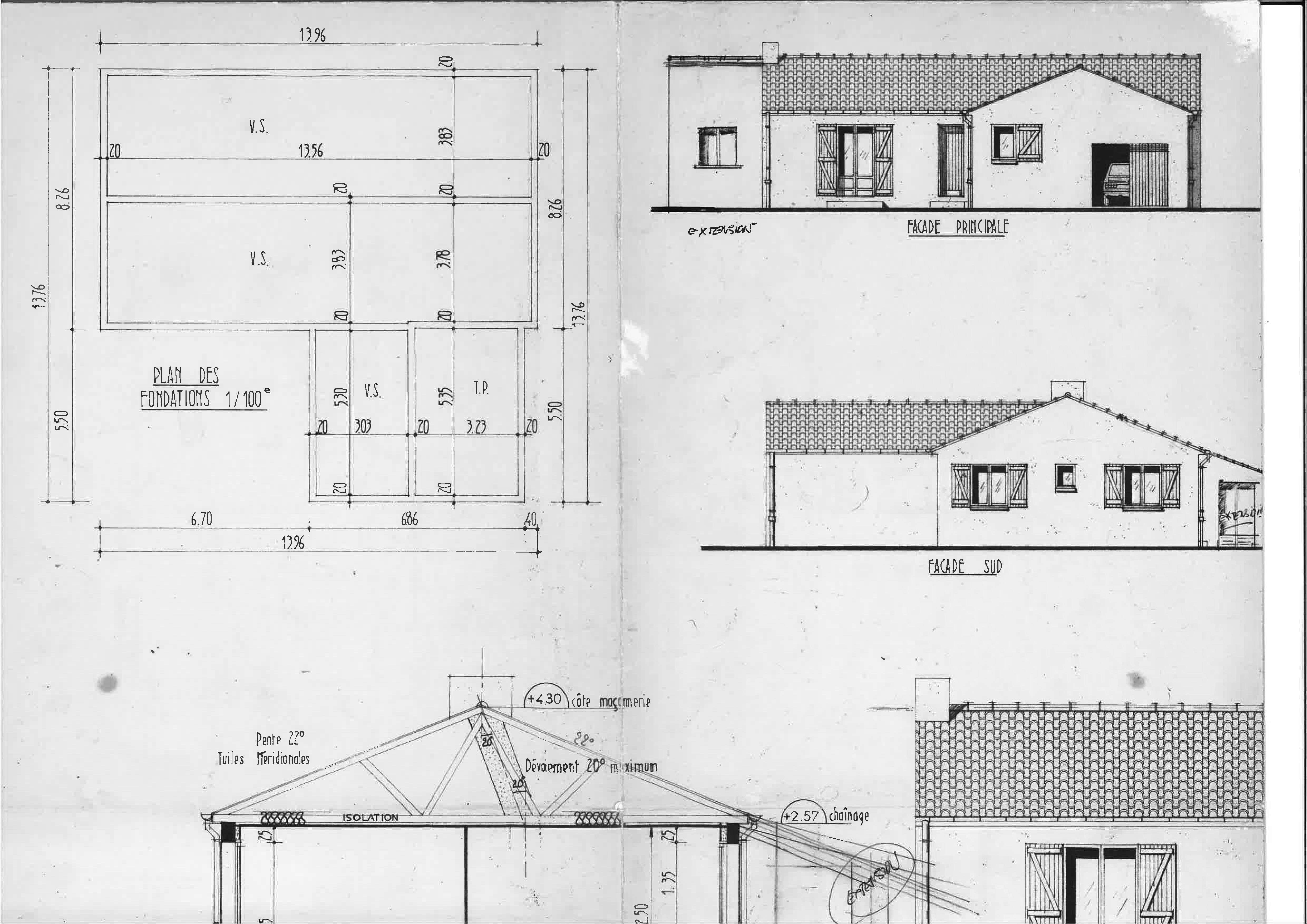 plan facade maison avant travaux